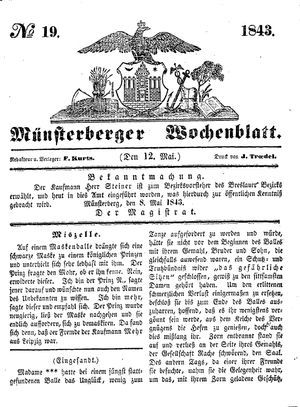 Münsterberger Wochenblatt on May 12, 1843