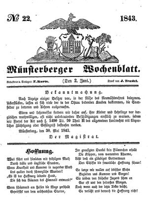 Münsterberger Wochenblatt vom 02.06.1843