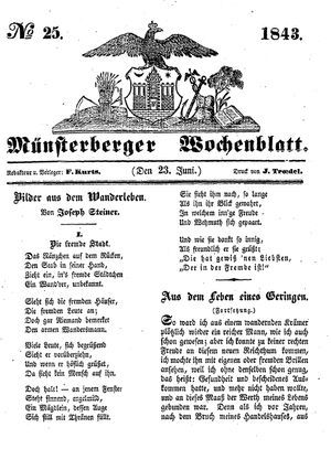 Münsterberger Wochenblatt on Jun 23, 1843