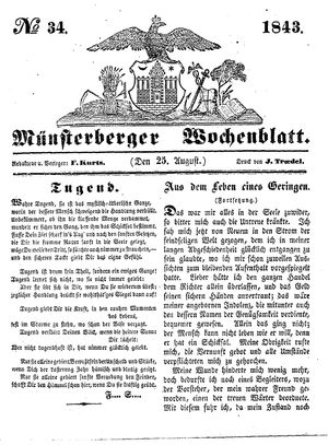 Münsterberger Wochenblatt on Aug 25, 1843