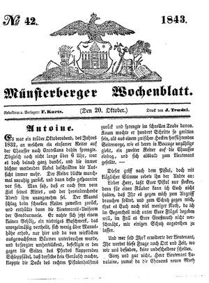 Münsterberger Wochenblatt on Oct 20, 1843
