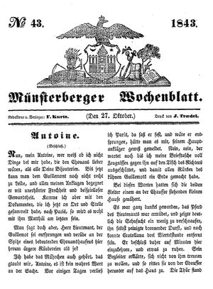 Münsterberger Wochenblatt vom 27.10.1843