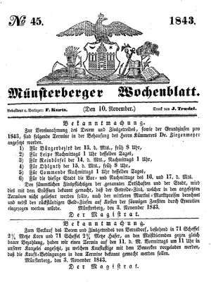 Münsterberger Wochenblatt on Nov 10, 1843
