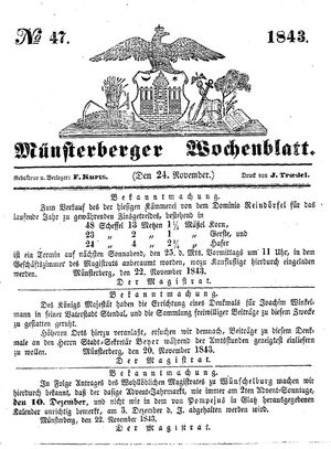 Münsterberger Wochenblatt vom 24.11.1843