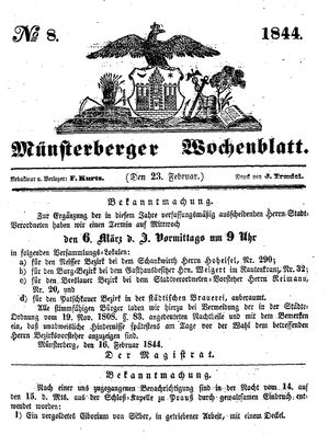 Münsterberger Wochenblatt on Feb 23, 1844