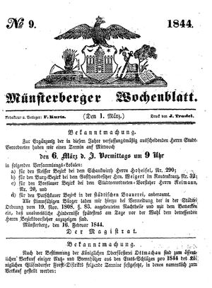 Münsterberger Wochenblatt on Mar 1, 1844