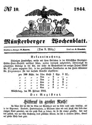 Münsterberger Wochenblatt vom 08.03.1844