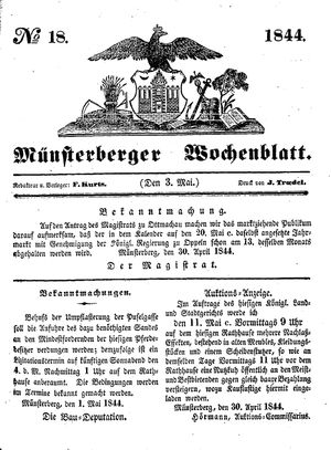 Münsterberger Wochenblatt on May 3, 1844
