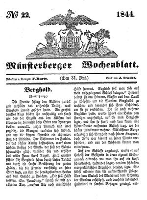 Münsterberger Wochenblatt on May 31, 1844