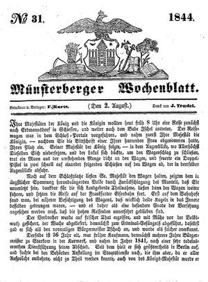 Münsterberger Wochenblatt on Aug 2, 1844
