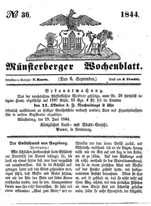 Münsterberger Wochenblatt on Sep 6, 1844