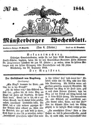 Münsterberger Wochenblatt vom 04.10.1844