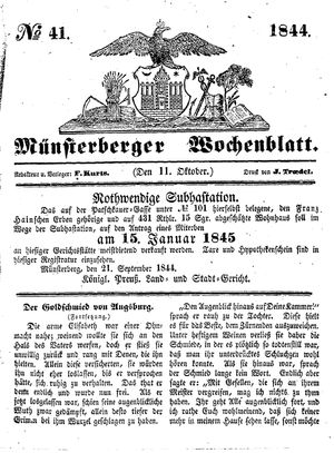 Münsterberger Wochenblatt on Oct 11, 1844