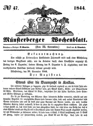 Münsterberger Wochenblatt on Nov 22, 1844