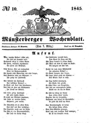 Münsterberger Wochenblatt on Mar 7, 1845