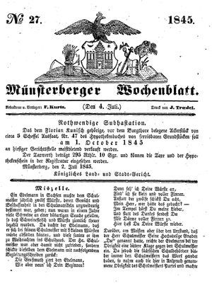 Münsterberger Wochenblatt vom 04.07.1845