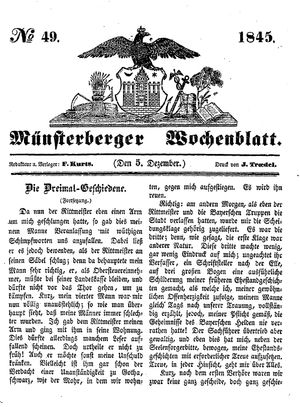 Münsterberger Wochenblatt vom 05.12.1845