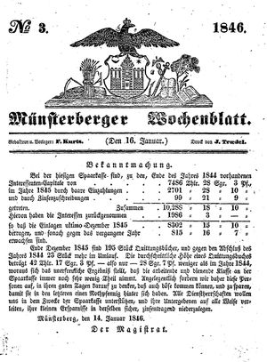Münsterberger Wochenblatt on Jan 16, 1846