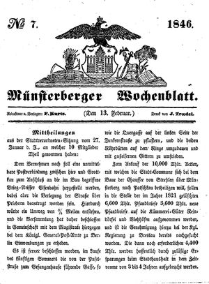 Münsterberger Wochenblatt vom 13.02.1846