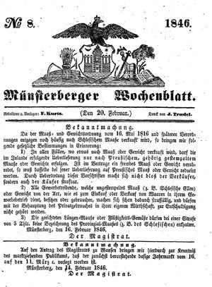 Münsterberger Wochenblatt vom 20.02.1846
