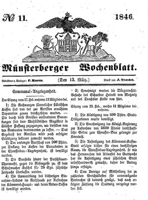 Münsterberger Wochenblatt vom 13.03.1846