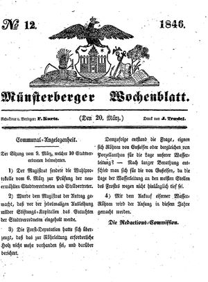 Münsterberger Wochenblatt vom 20.03.1846