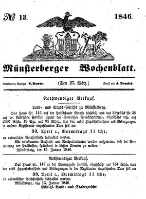 Münsterberger Wochenblatt vom 27.03.1846