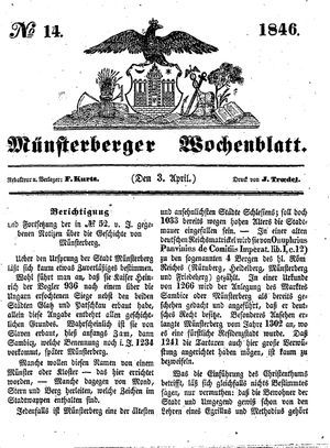 Münsterberger Wochenblatt vom 03.04.1846