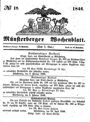 Münsterberger Wochenblatt vom 01.05.1846
