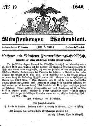 Münsterberger Wochenblatt vom 08.05.1846