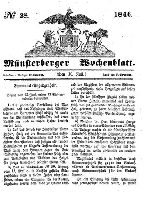 Münsterberger Wochenblatt vom 10.07.1846