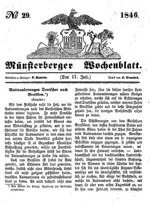 Münsterberger Wochenblatt vom 17.07.1846