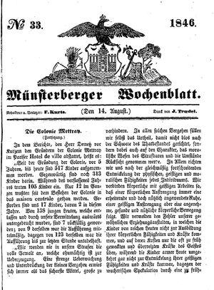 Münsterberger Wochenblatt vom 14.08.1846