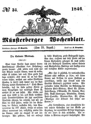 Münsterberger Wochenblatt vom 21.08.1846