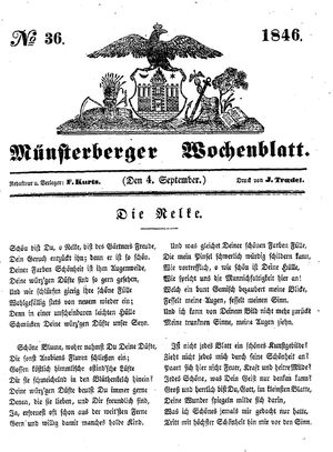 Münsterberger Wochenblatt vom 04.09.1846