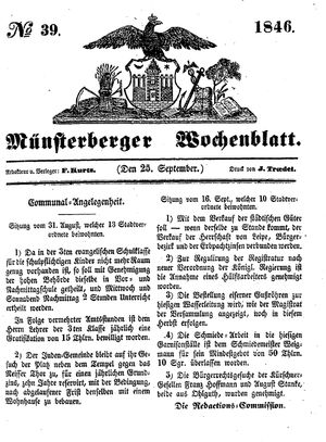 Münsterberger Wochenblatt vom 25.09.1846