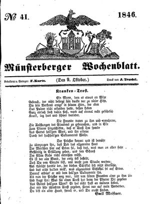 Münsterberger Wochenblatt vom 09.10.1846