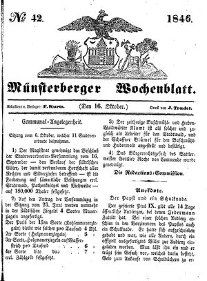Münsterberger Wochenblatt vom 16.10.1846