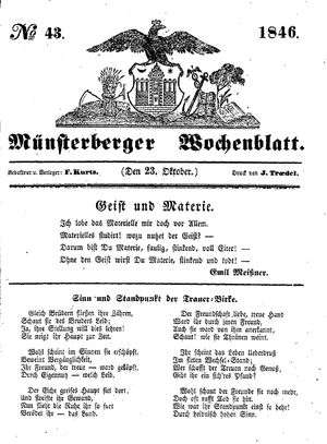 Münsterberger Wochenblatt vom 23.10.1846