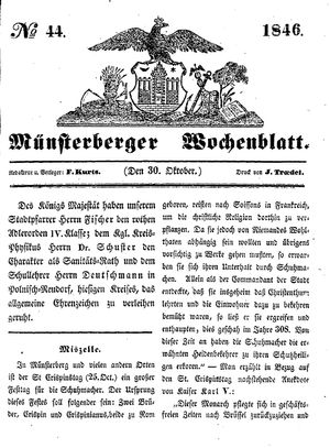 Münsterberger Wochenblatt vom 30.10.1846