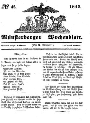 Münsterberger Wochenblatt on Nov 6, 1846