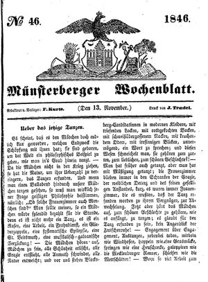 Münsterberger Wochenblatt vom 13.11.1846