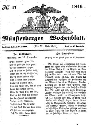 Münsterberger Wochenblatt vom 20.11.1846