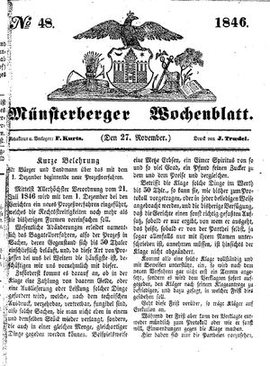 Münsterberger Wochenblatt vom 27.11.1846