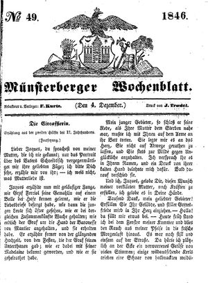 Münsterberger Wochenblatt vom 04.12.1846