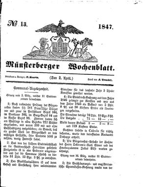 Münsterberger Wochenblatt vom 02.04.1847