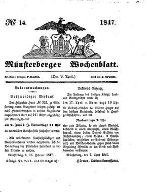 Münsterberger Wochenblatt vom 09.04.1847