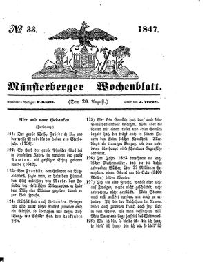 Münsterberger Wochenblatt on Aug 20, 1847