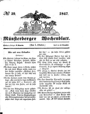 Münsterberger Wochenblatt on Oct 1, 1847
