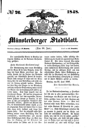 Stadt- und Wochenblatt vom 30.06.1848